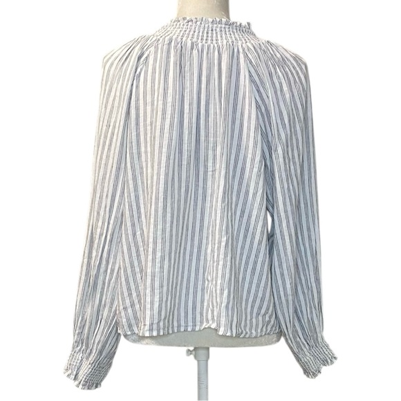 NWT Old Navy Gray White Striped‎ Peasant Tunic Crop Shirt Sz M - Picture 3 of 5